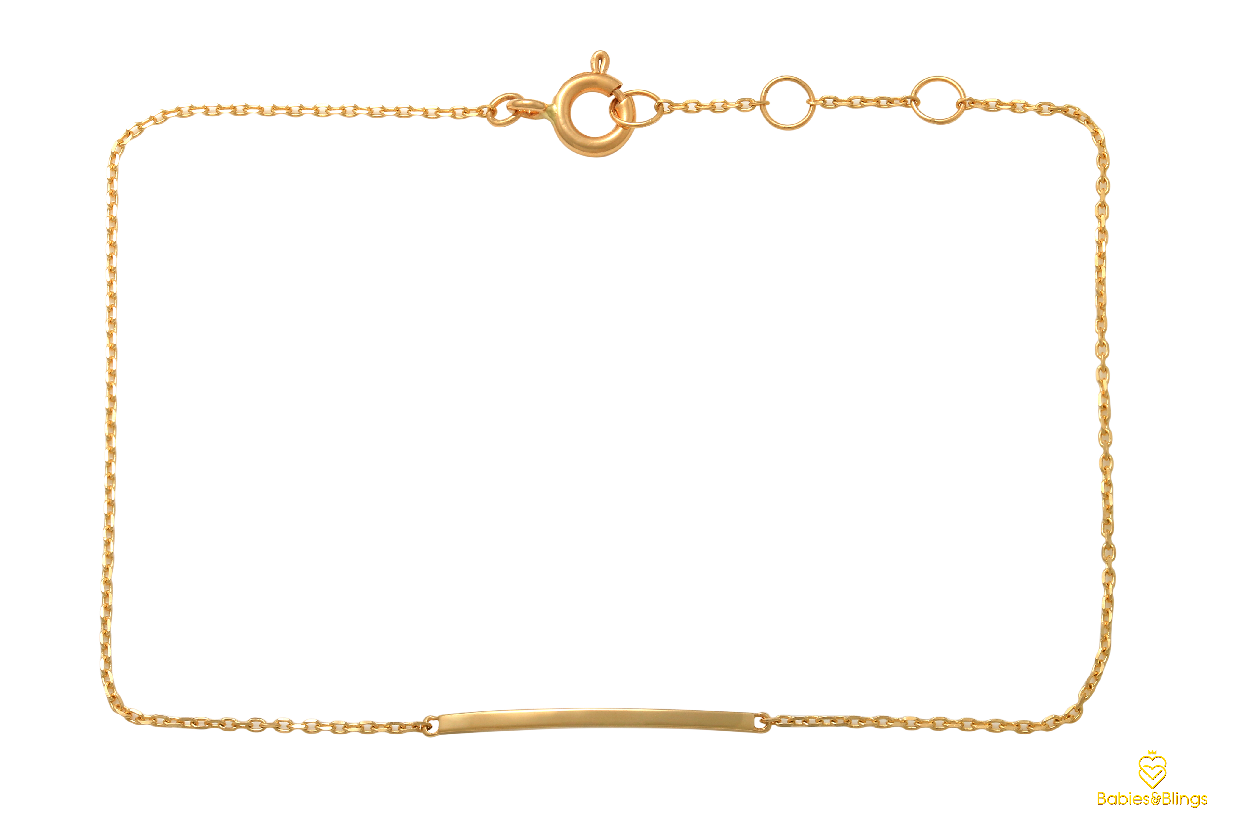 18k Gold Bar Bracelet for Babies & Kids | 13cm length with 2 cm extension