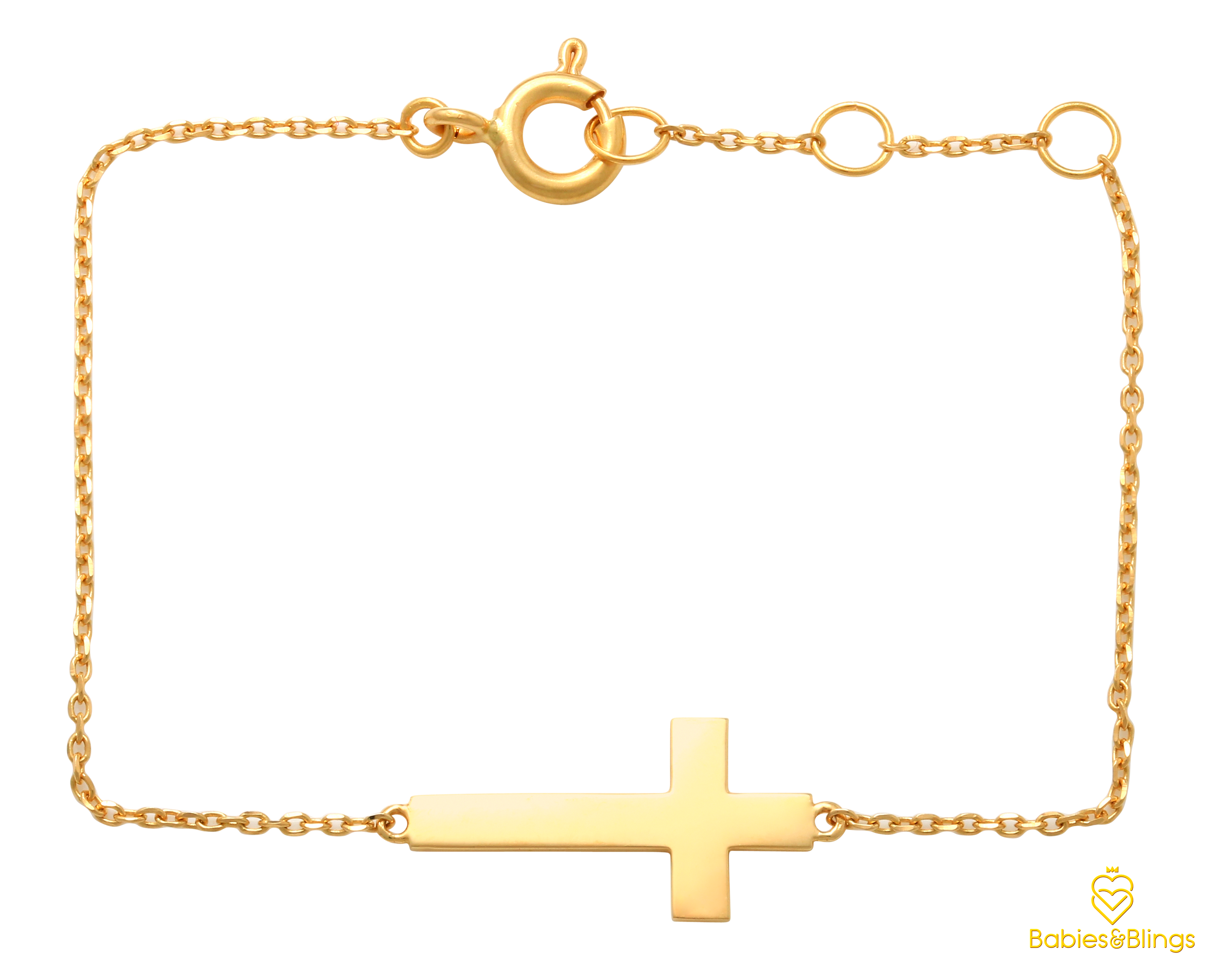 18k Gold Guiding Cross Bracelet for Babies & Kids | 13cm length with 2 cm extension