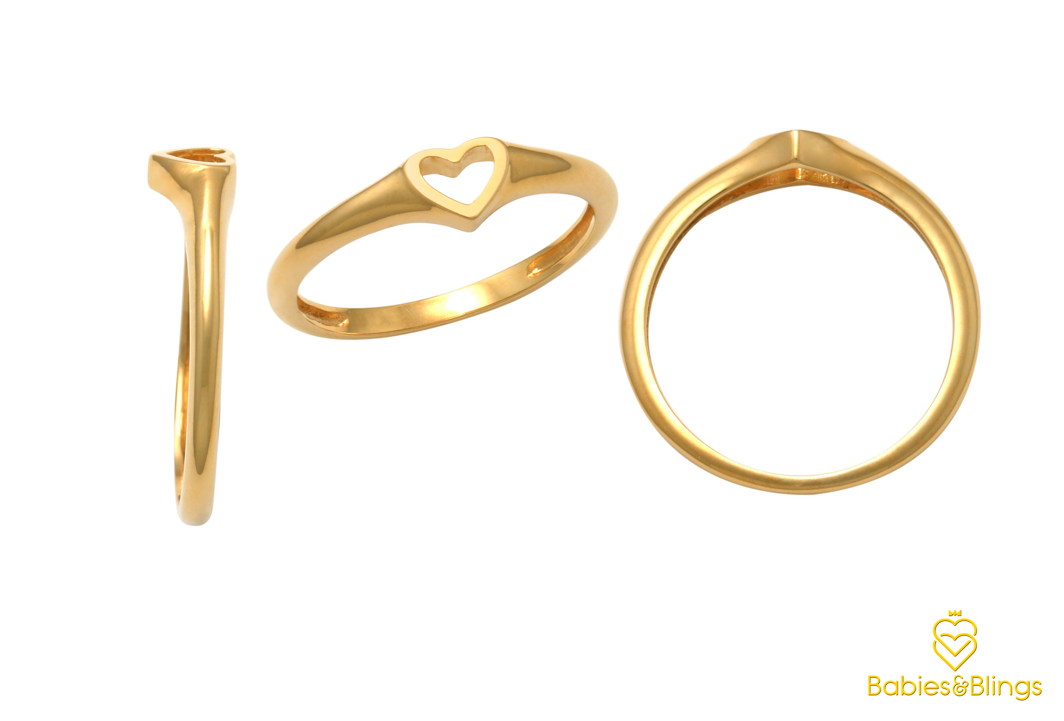 18k Gold Hello Heart Ring for Babies & Kids | Available in 3 sizes