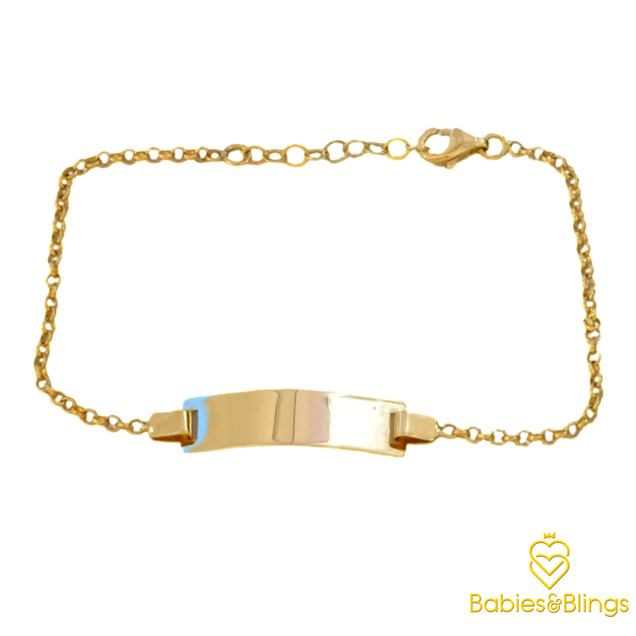 18k Gold Classic Little Boy's Name Chain Bracelet for Babies & Kids | 16cm length with 2cm extension