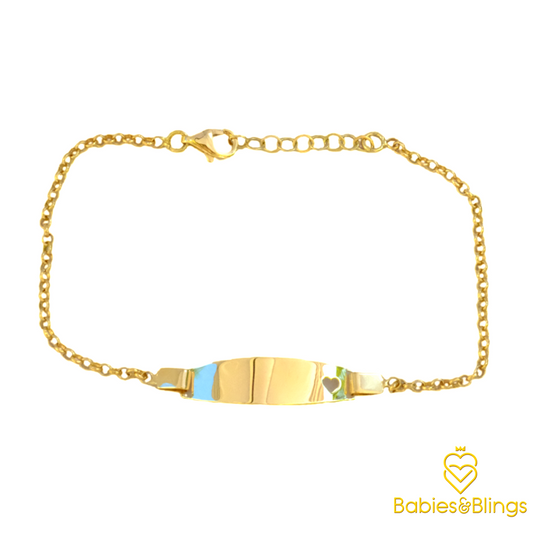 18k Gold Classic Little Girl's Name Chain Bracelet for Babies & Kids | 16cm length with 2cm extension