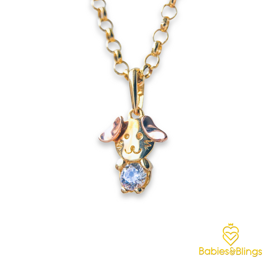18k Gold Furbaby Pendant in 14 inches Rolo / Tauco Chain Necklace