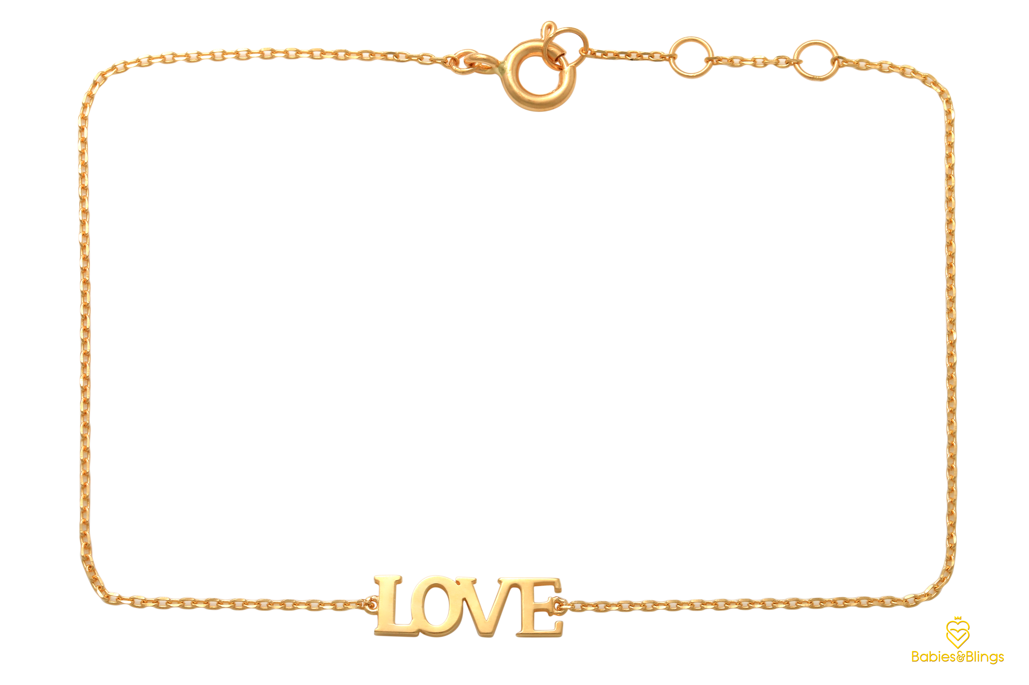 18k Gold Love Bracelet for Babies & Kids | 13cm length with 2 cm extension