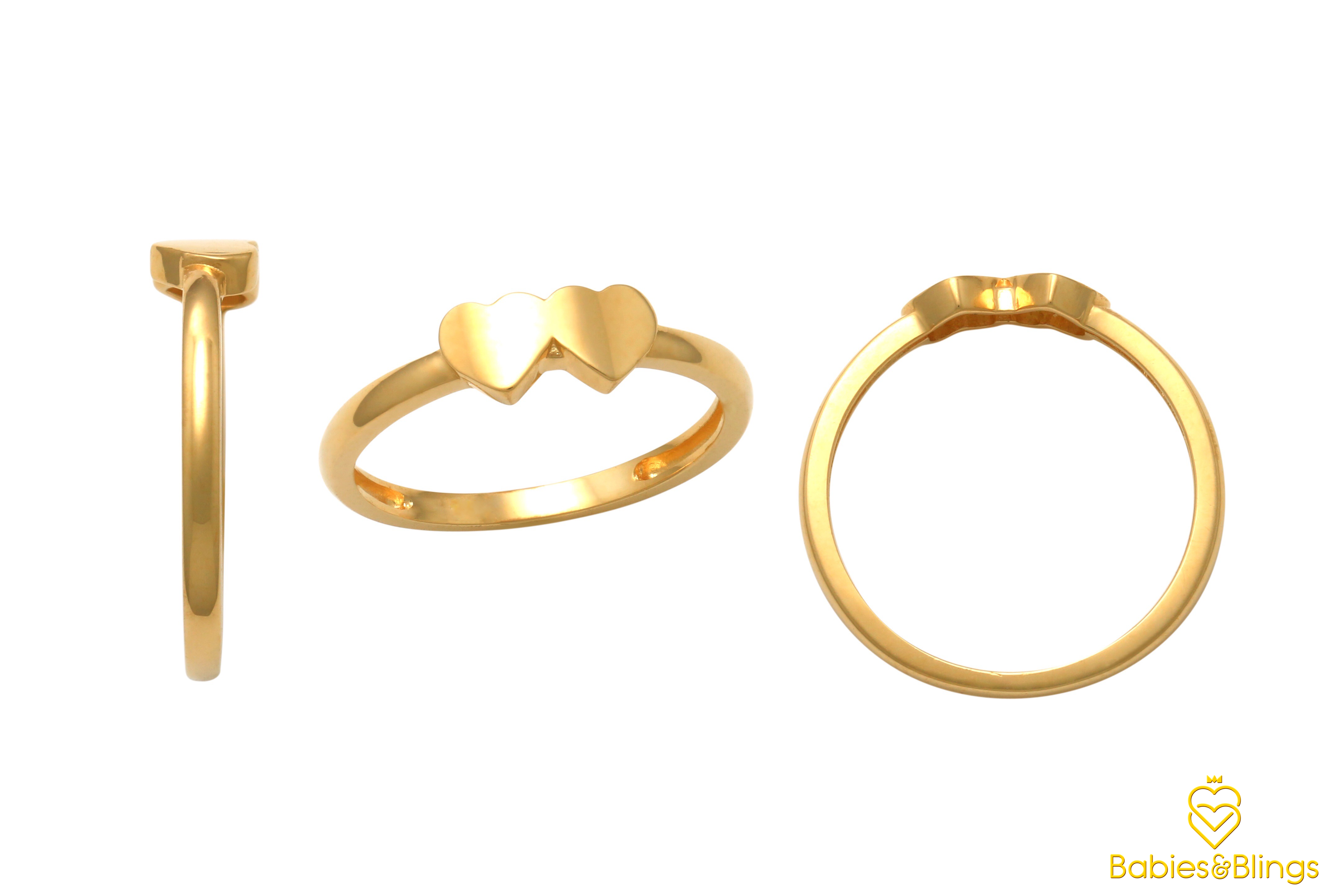 18k Gold Twin Hearts Ring for Babies & Kids | Available in 3 sizes