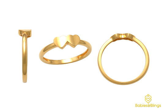 18k Gold Twin Hearts Ring for Babies & Kids | Available in 3 sizes