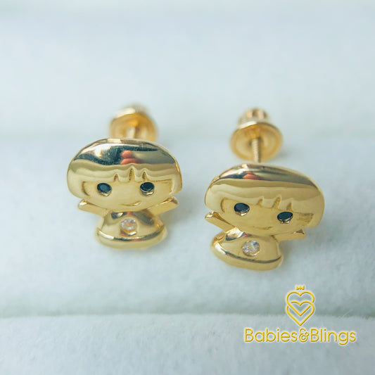 18k Gold Cutie Girl with Screwback Lock