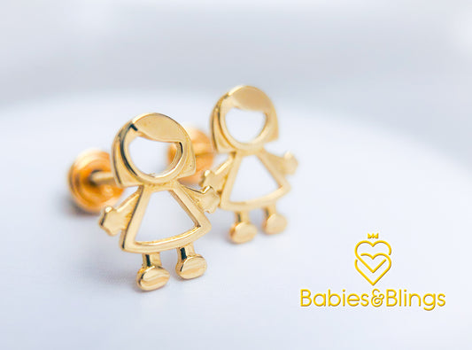 18k Gold Baby Girl with Screwback Lock