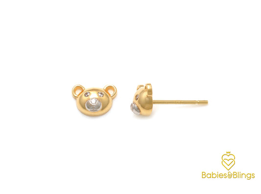 18k Gold Baby Bear with Screwback Lock