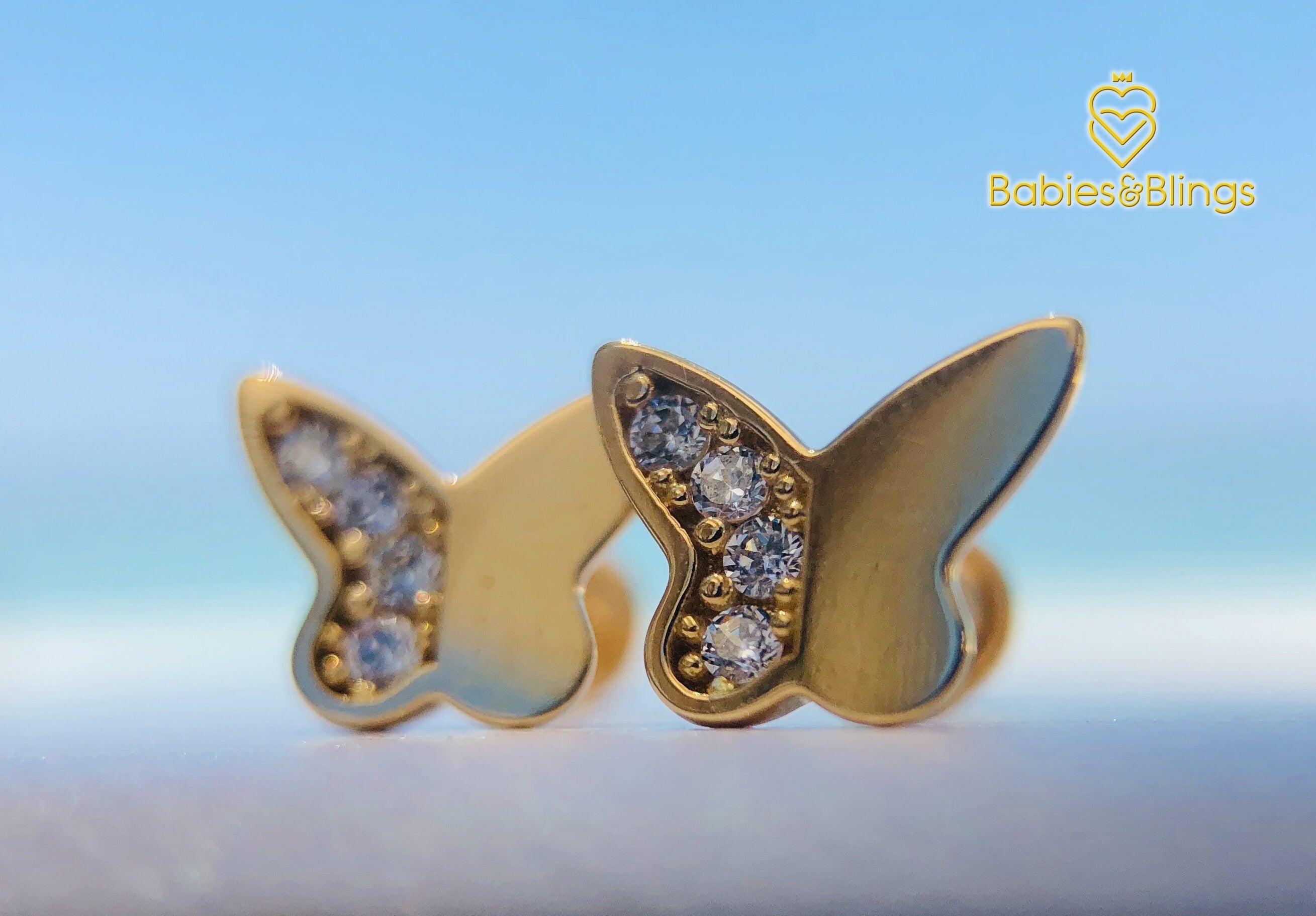 18k Gold Butterfly Wish with Screwback Lock