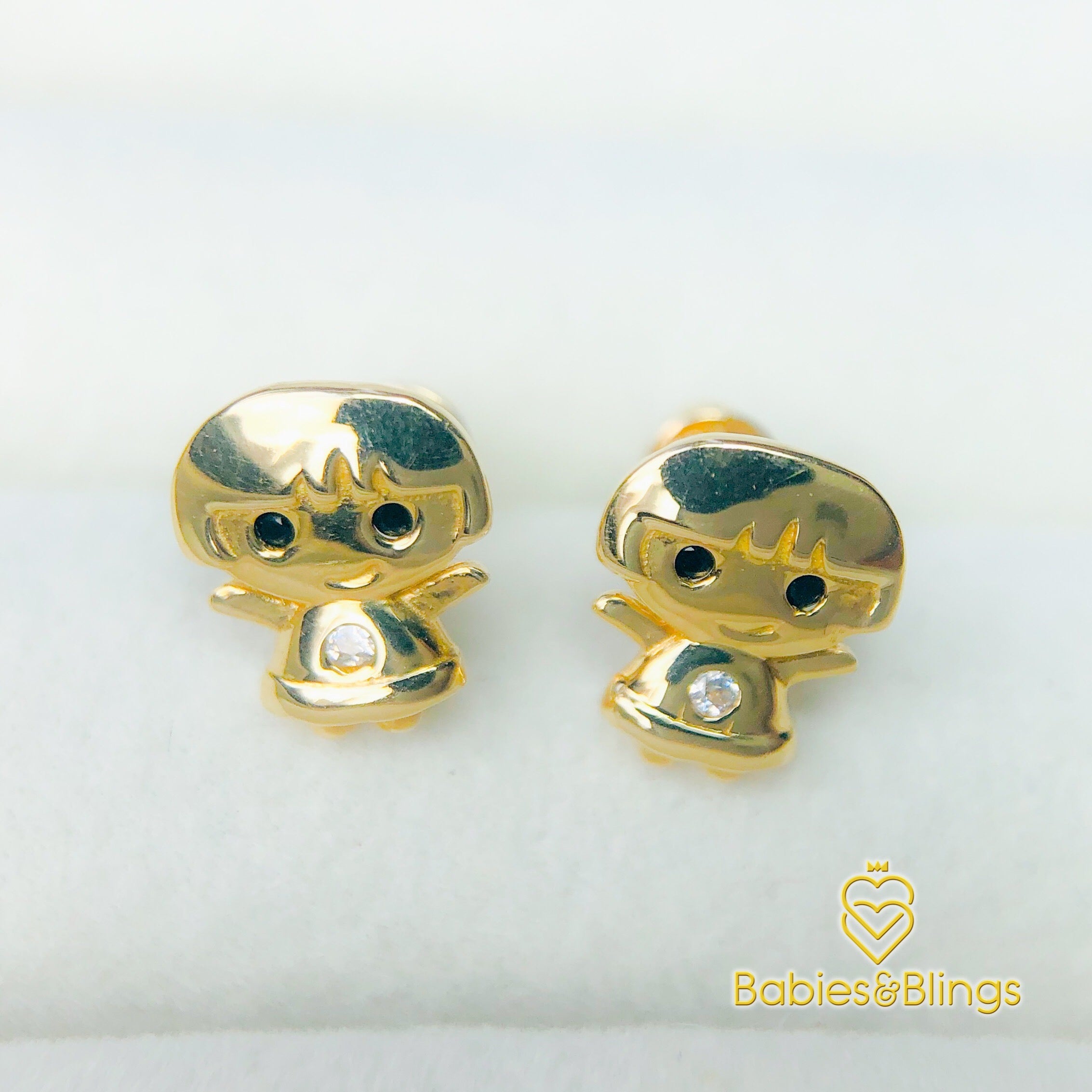 18k Gold Cutie Girl with Screwback Lock