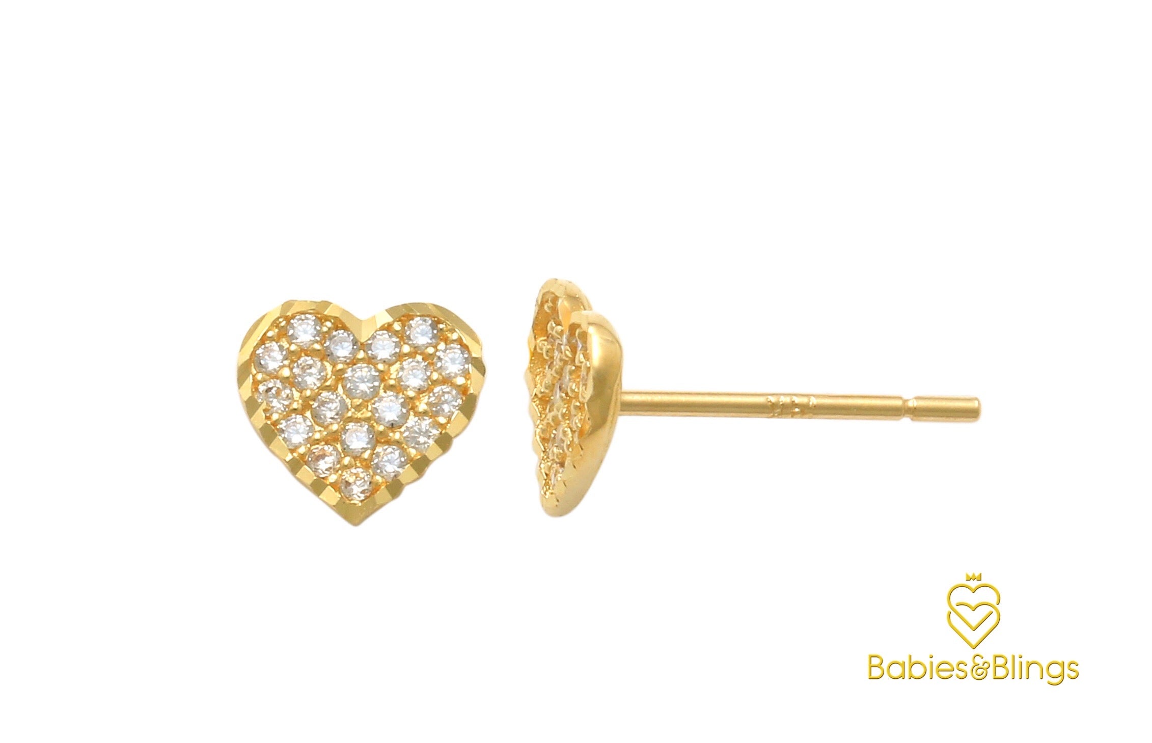 18k Gold Brilliant Heart with Screwback Lock