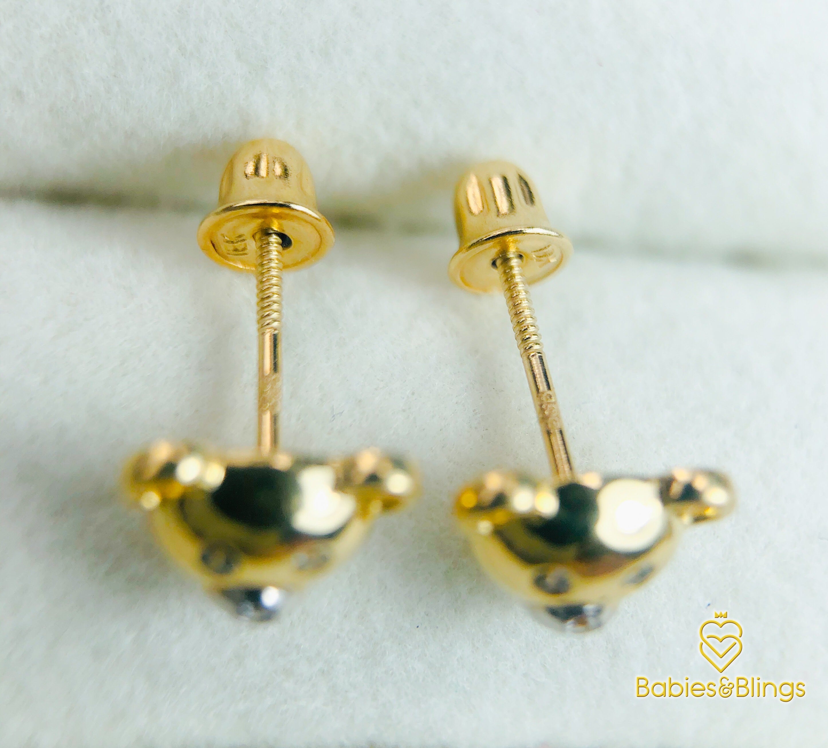 18k Gold Baby Bear with Screwback Lock