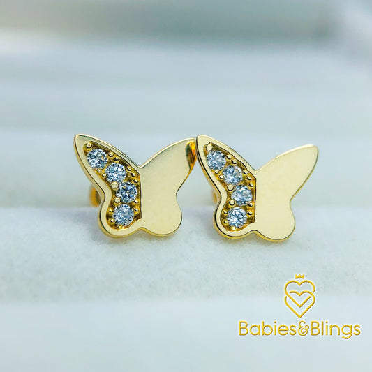 18k Gold Butterfly Wish with Screwback Lock
