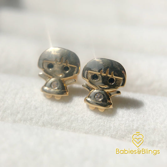 18k Gold Cutie Girl with Screwback Lock